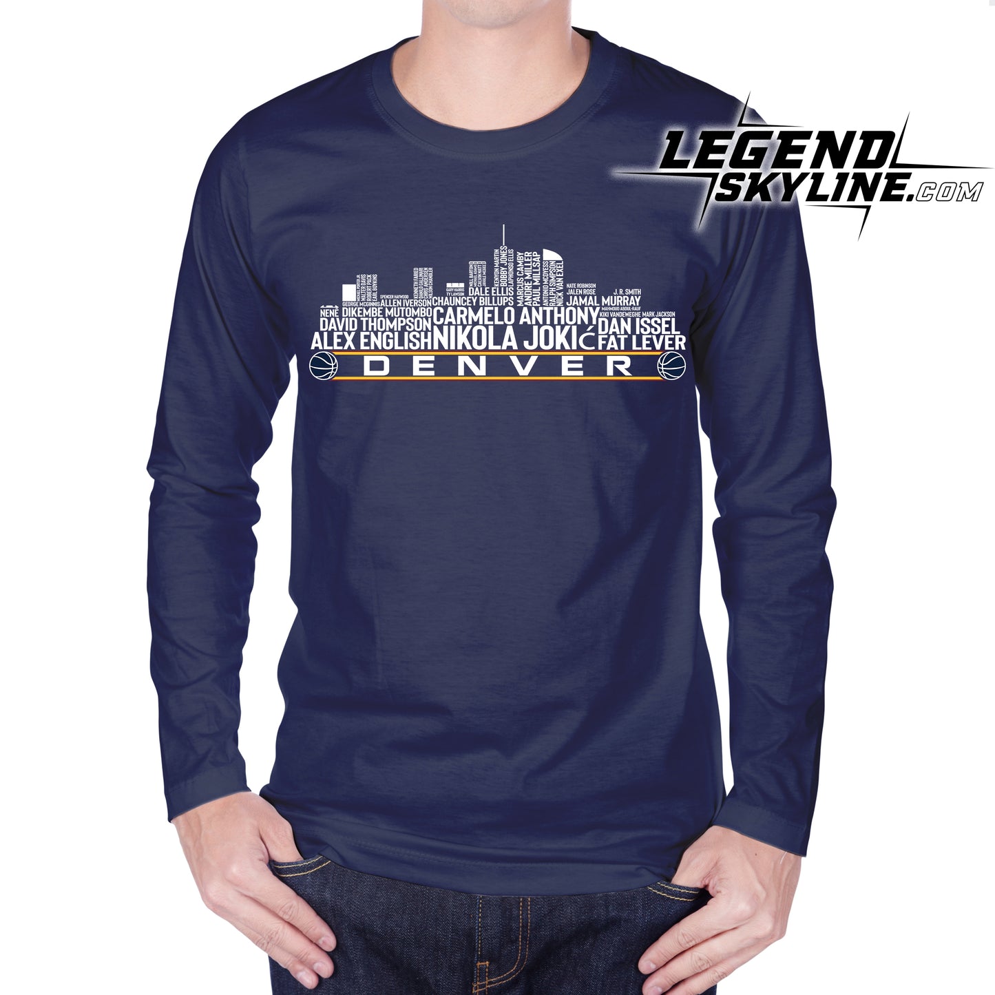 Denver Basketball Team All Time Legends Denver City Skyline Shirt