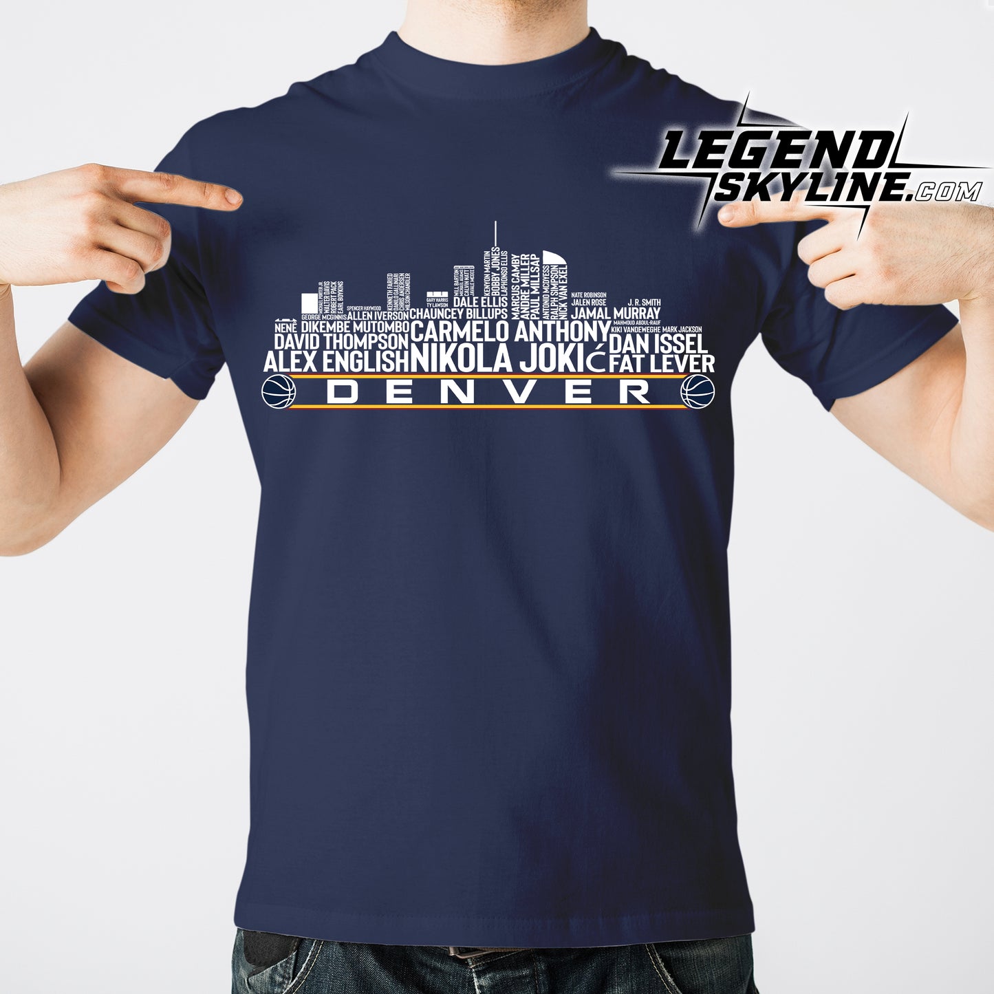Denver Basketball Team All Time Legends Denver City Skyline Shirt