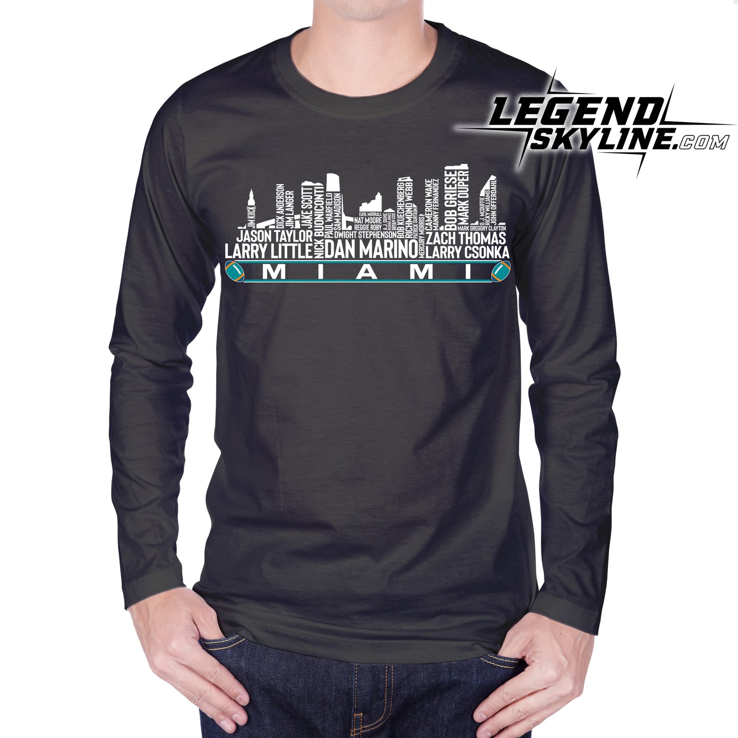 Miami Football Greatest Of All Time Team Legend Miami City Skyline Shirt