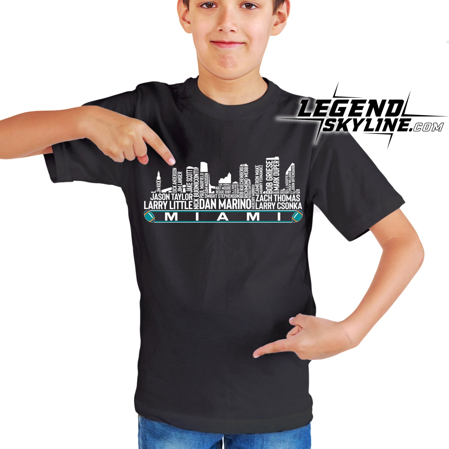 Miami Football Greatest Of All Time Team Legend Miami City Skyline Shirt