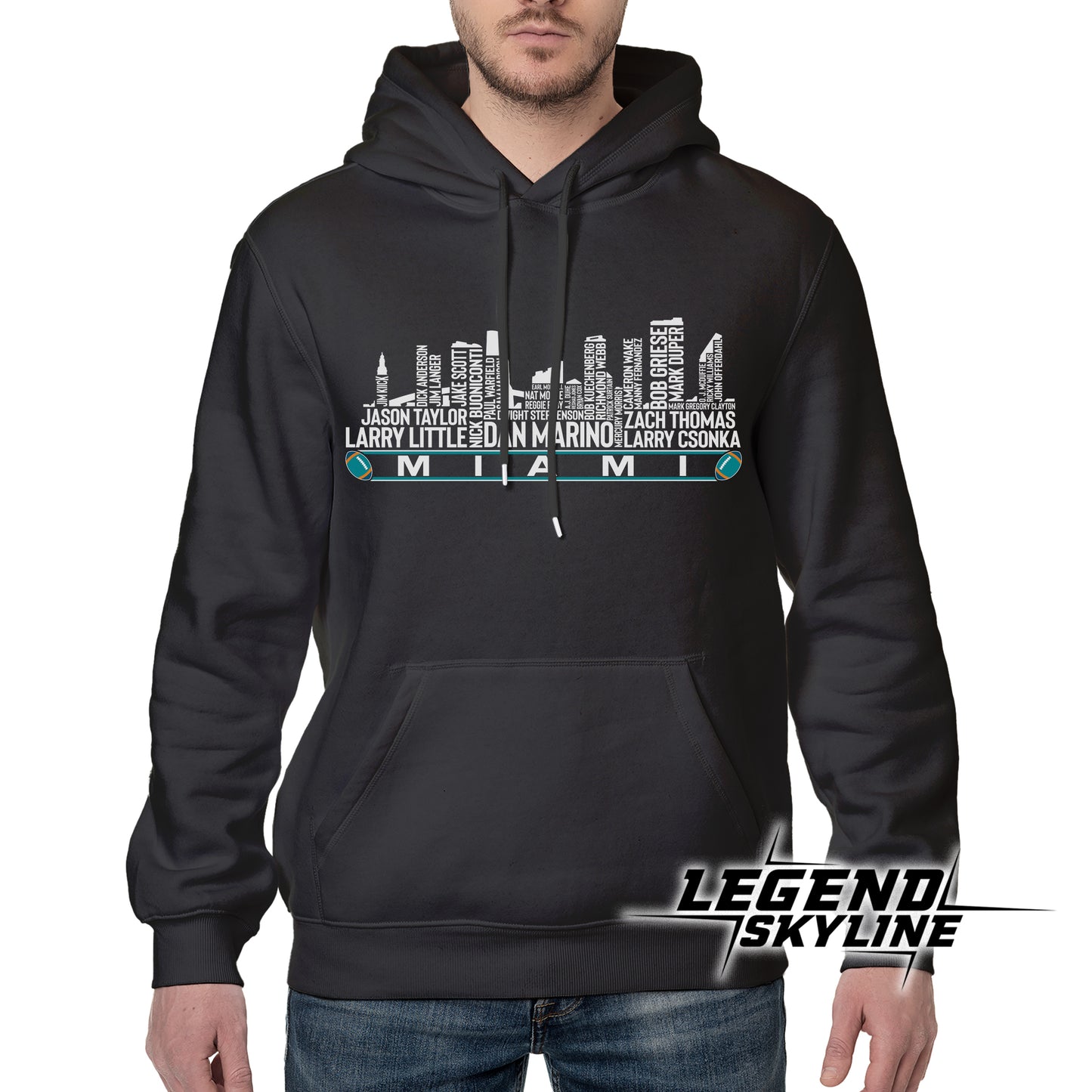 Miami Football Greatest Of All Time Team Legend Miami City Skyline Shirt