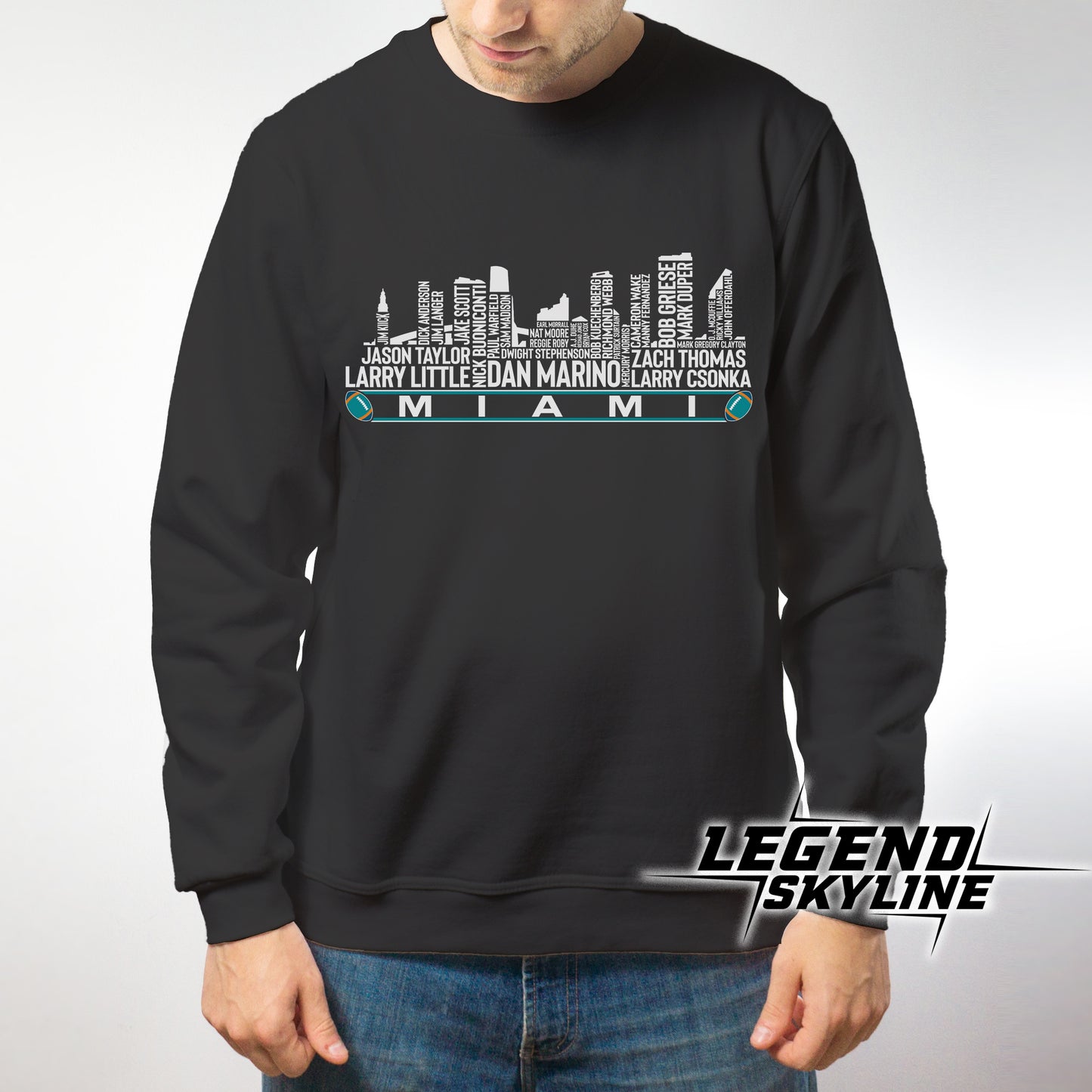 Miami Football Greatest Of All Time Team Legend Miami City Skyline Shirt