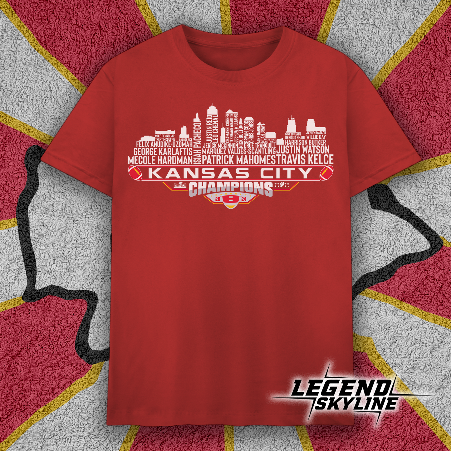 Kansas Dream Team Football LVIII Champions 2024 , Kansas City Skyline Shirt