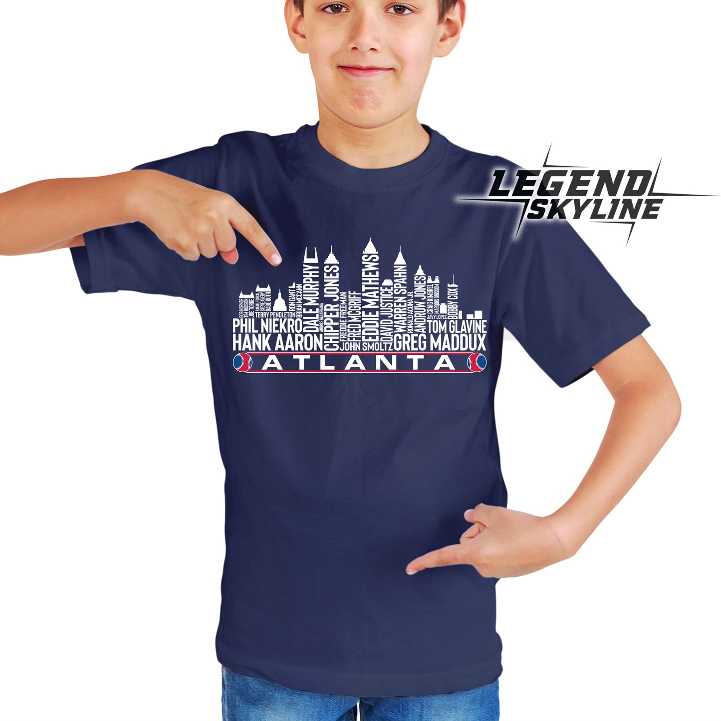 Atlanta Baseball Greatest Of All Time Team Legend Atlanta City Skyline Shirts