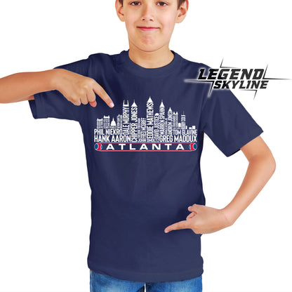 Atlanta Baseball Greatest Of All Time Team Legend Atlanta City Skyline Shirts