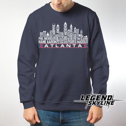 Atlanta Baseball Greatest Of All Time Team Legend Atlanta City Skyline Shirts