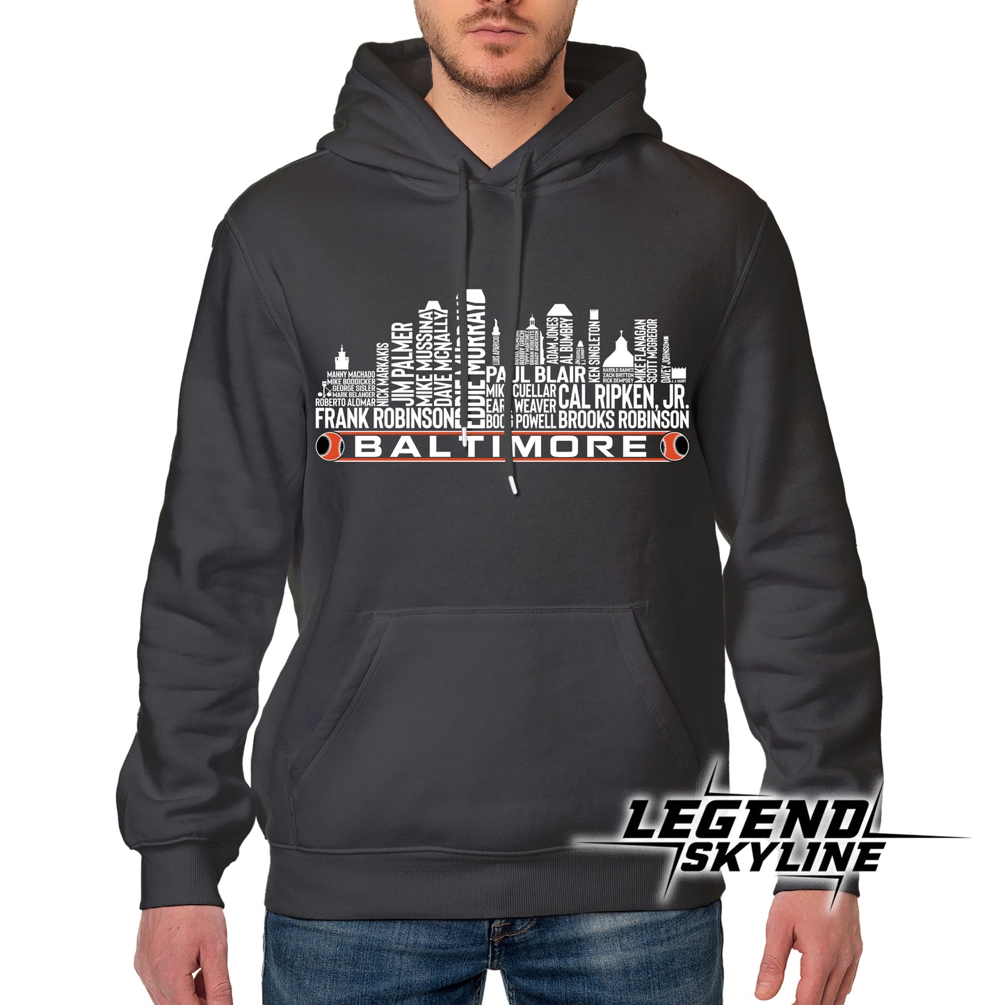 Baltimore Baseball Greatest Of All Time Team Legend Baltimore City Skyline Shirts
