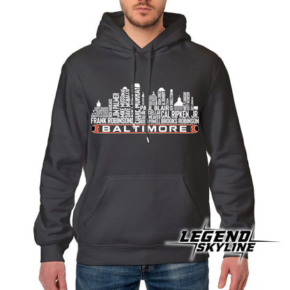 Baltimore Baseball Greatest Of All Time Team Legend Baltimore City Skyline Shirts