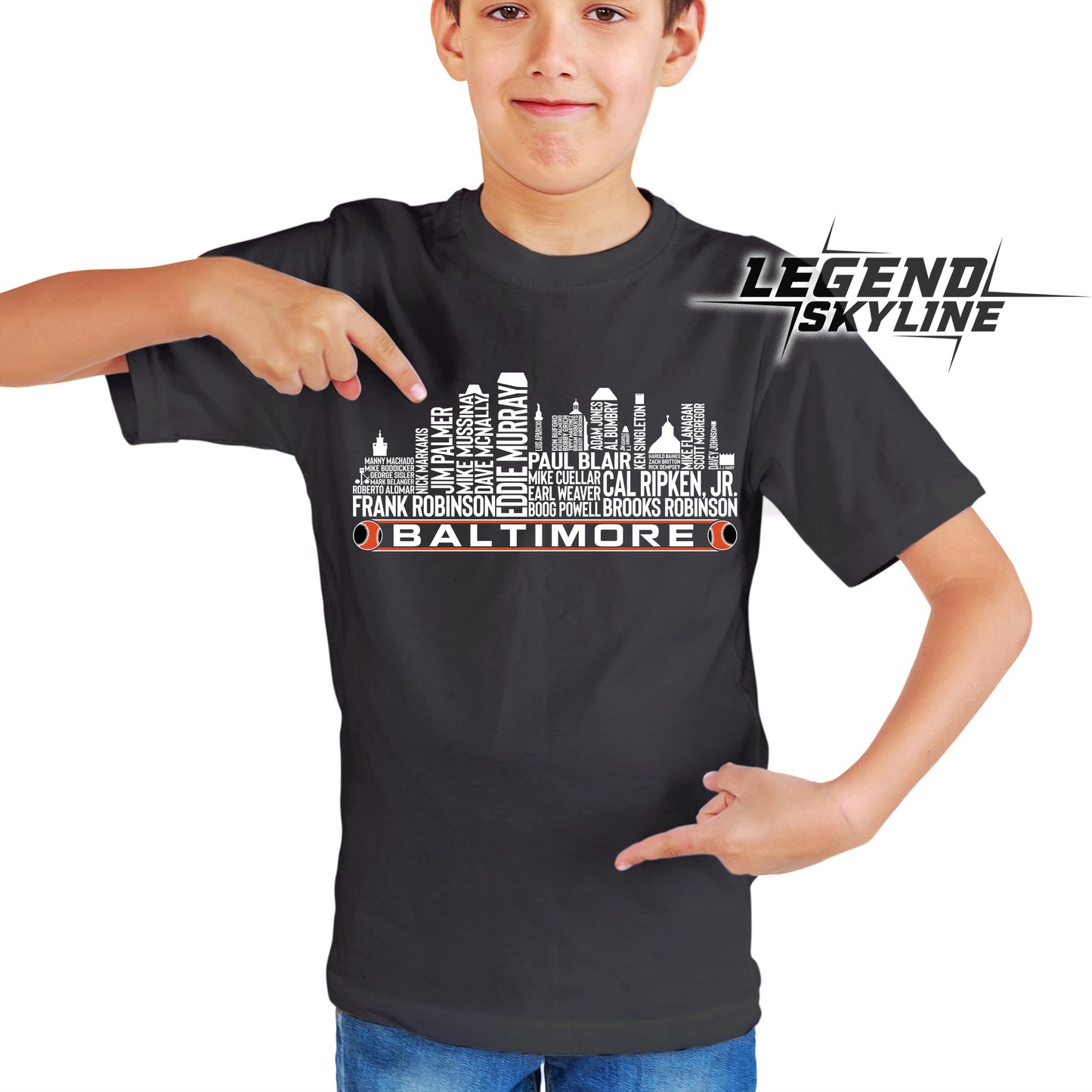 Baltimore Baseball Greatest Of All Time Team Legend Baltimore City Skyline Shirts