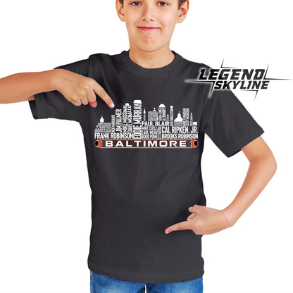 Baltimore Baseball Greatest Of All Time Team Legend Baltimore City Skyline Shirts