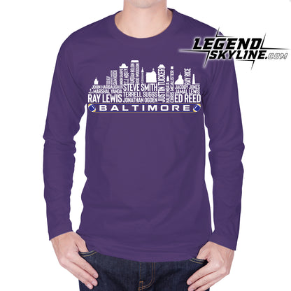 Baltimore Football Greatest Of All Time Team Legend Baltimore City Skyline Shirt