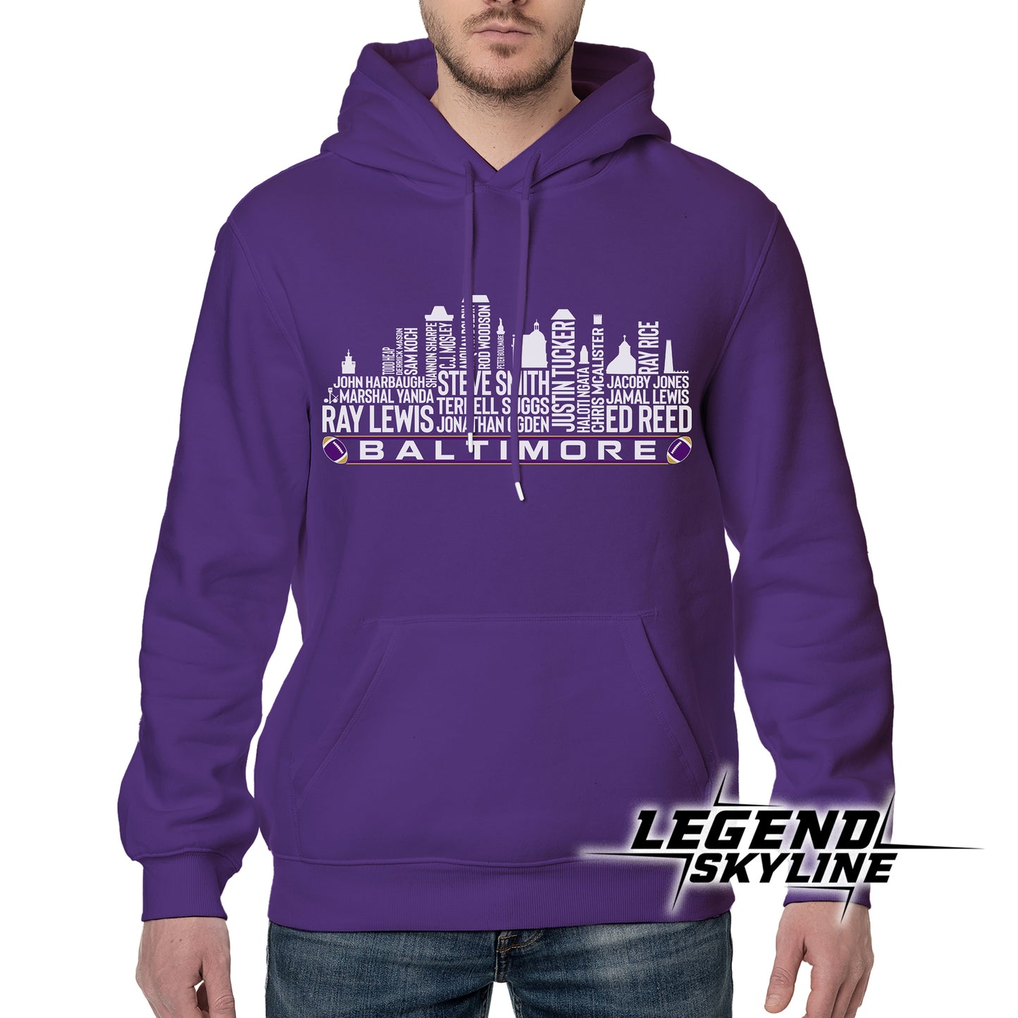 Baltimore Football Greatest Of All Time Team Legend Baltimore City Skyline Shirt