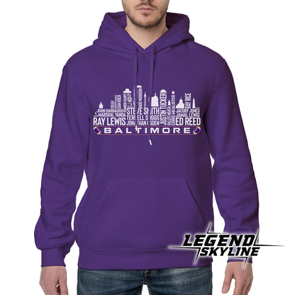 Baltimore Football Greatest Of All Time Team Legend Baltimore City Skyline Shirt