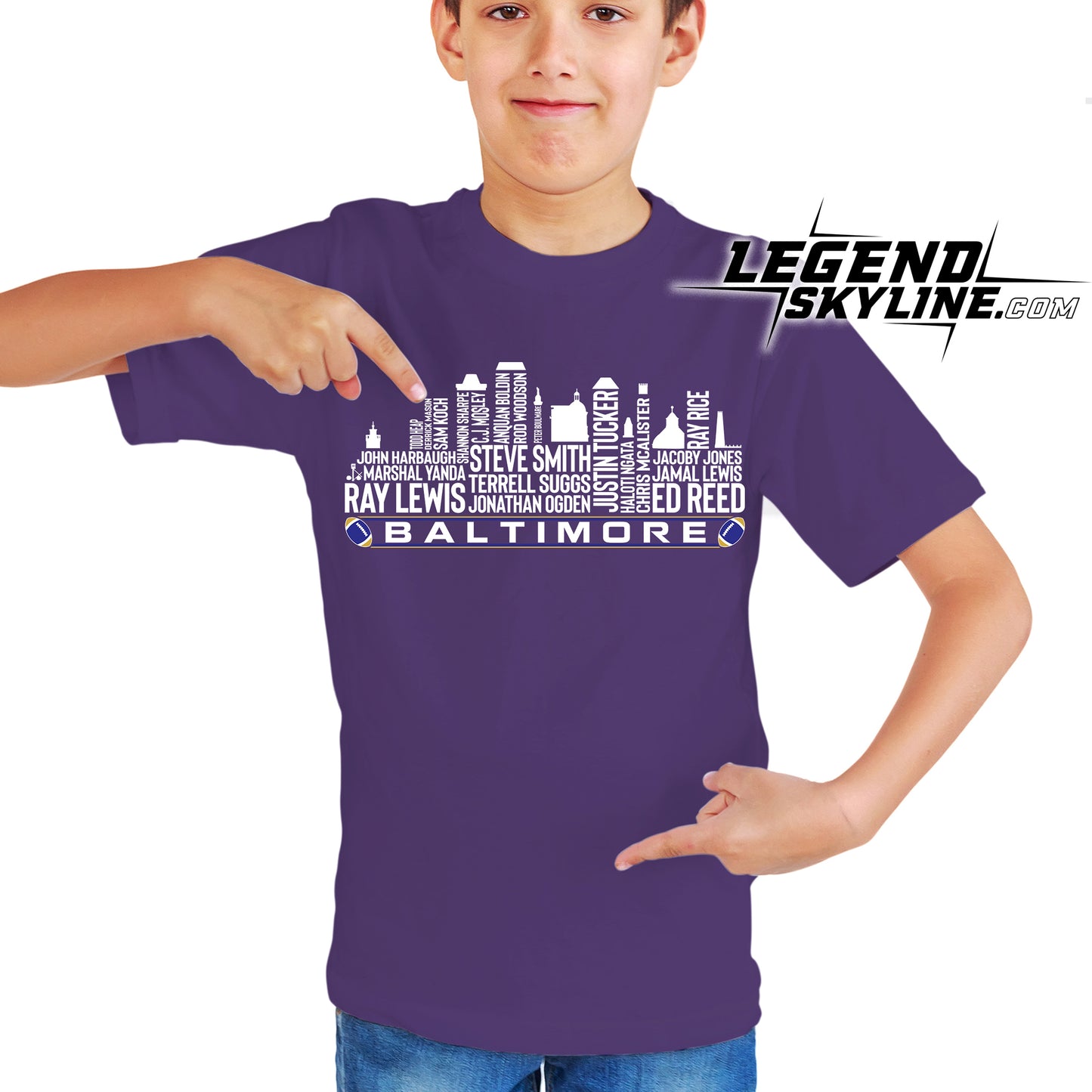 Baltimore Football Greatest Of All Time Team Legend Baltimore City Skyline Shirt