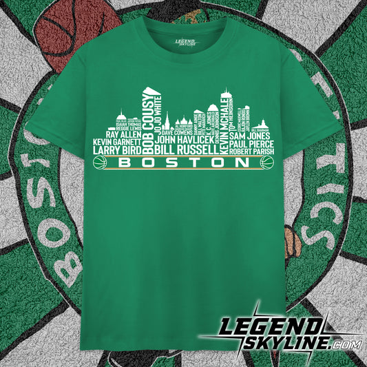 Boston Basketball Greatest Of All Time Team Legend Boston City Skyline Shirt