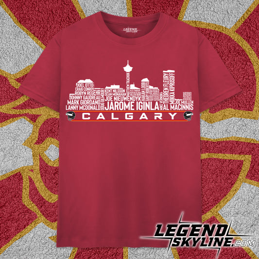 Calgary Hockey Greatest Of All Time Team Legend Calgary City Skyline Shirt