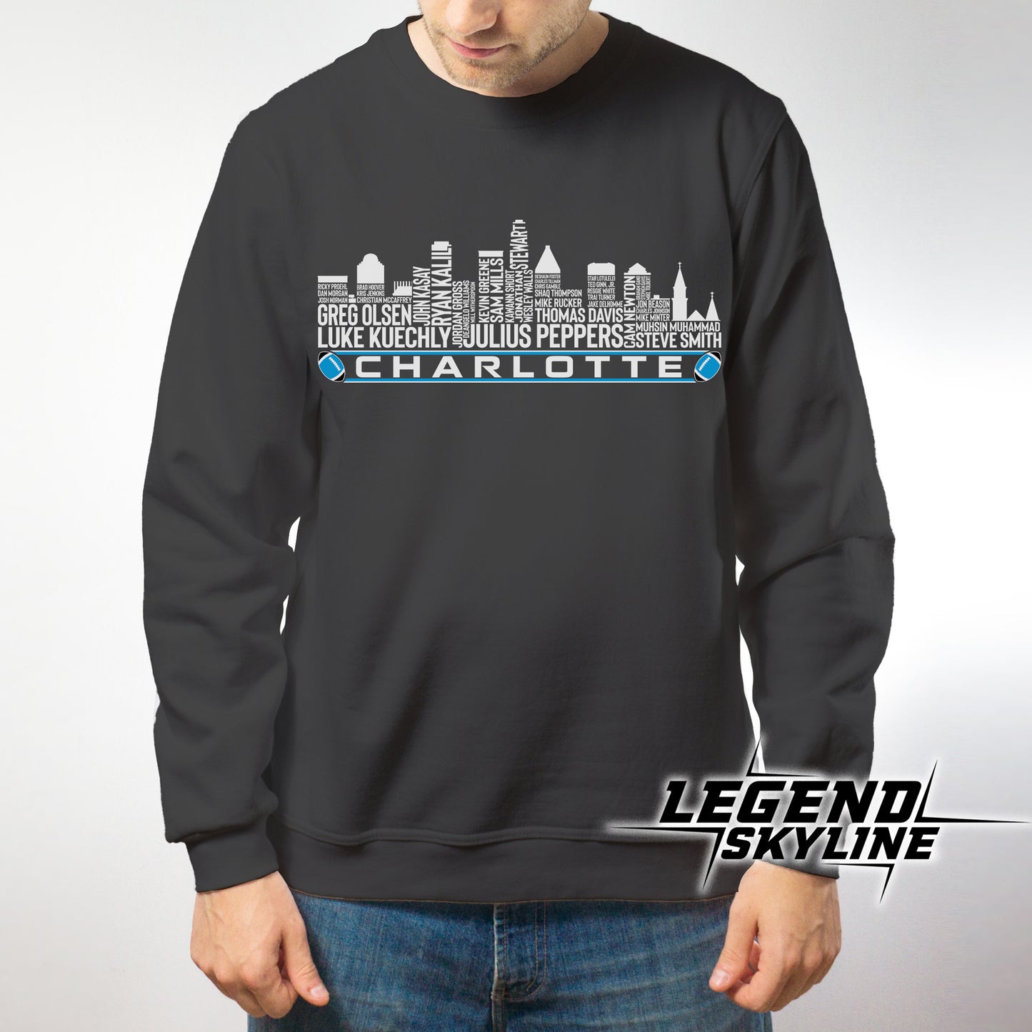 Carolina Football Greatest Of All Time Team Legend Charlotte City Skyline Shirt