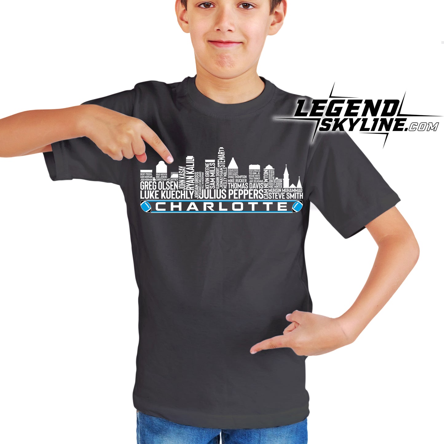 Carolina Football Greatest Of All Time Team Legend Charlotte City Skyline Shirt