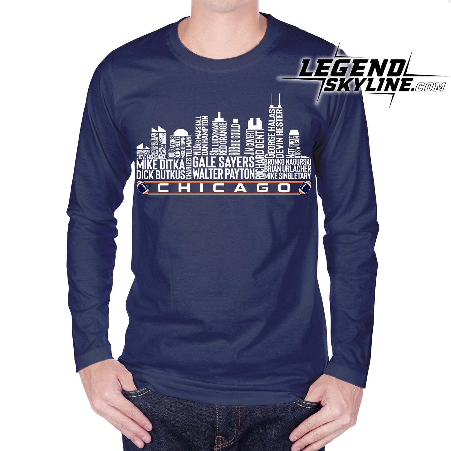 Chicago Football Greatest Of All Time Team Legend Chicago City Skyline Shirt