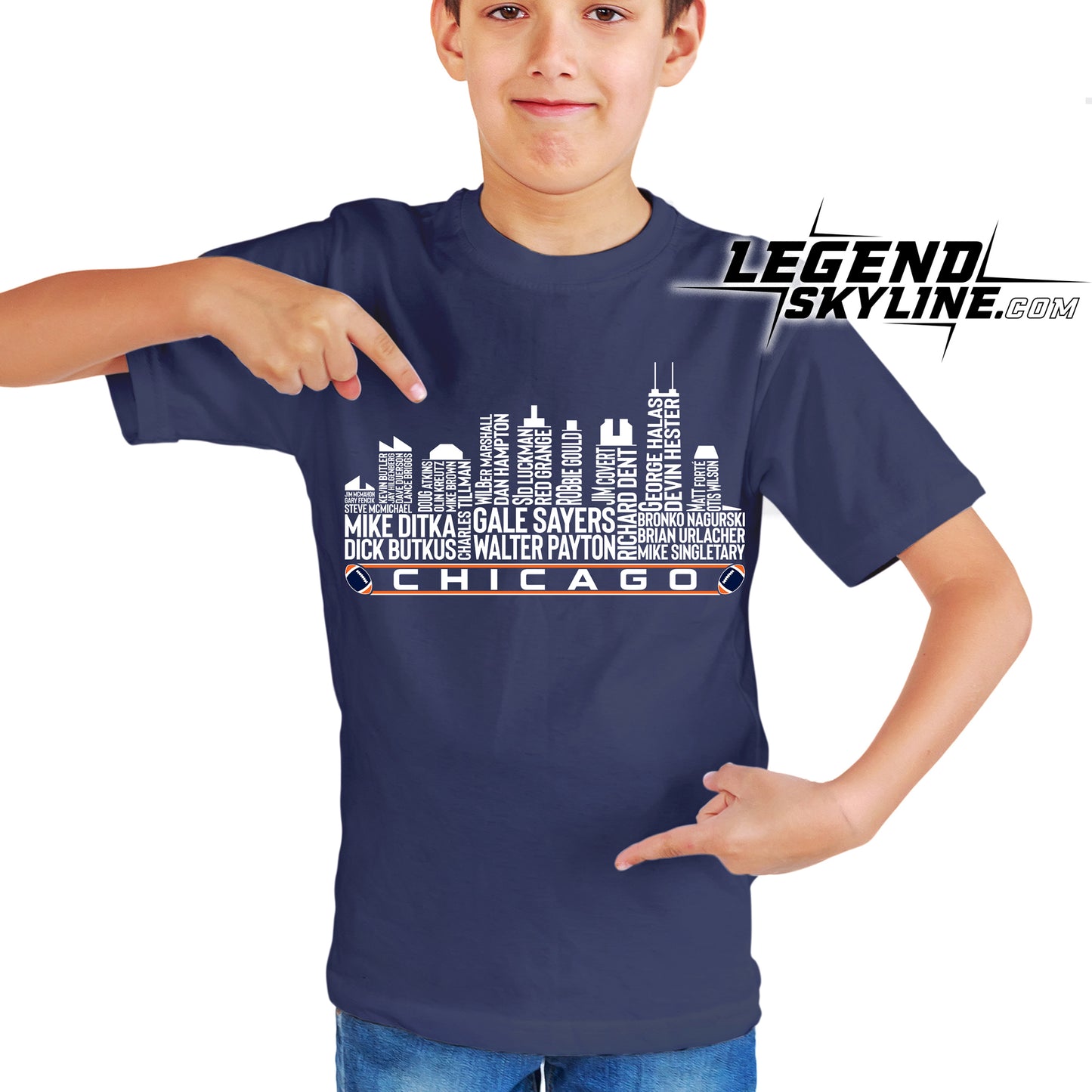 Chicago Football Greatest Of All Time Team Legend Chicago City Skyline Shirt