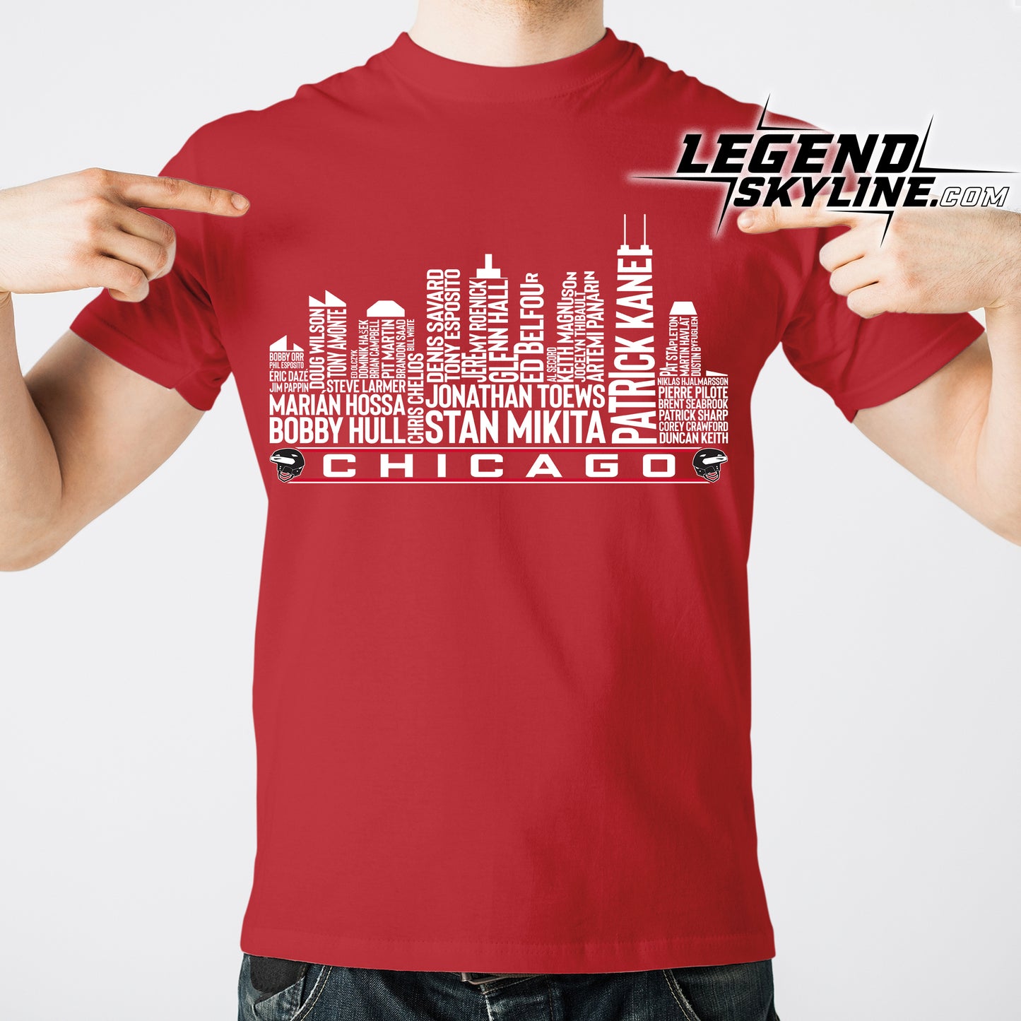 Chicago Hockey Greatest Of All Time Team Legend Chicago City Skyline Shirt