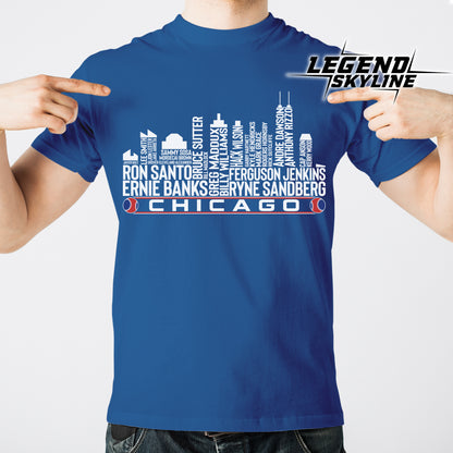 Chicago Baseball Greatest Of All Time Team Legend Chicago City Skyline Shirts