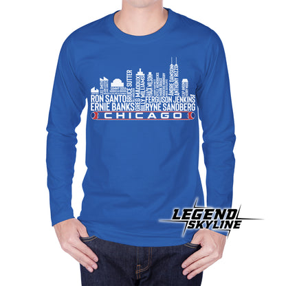 Chicago Baseball Greatest Of All Time Team Legend Chicago City Skyline Shirts