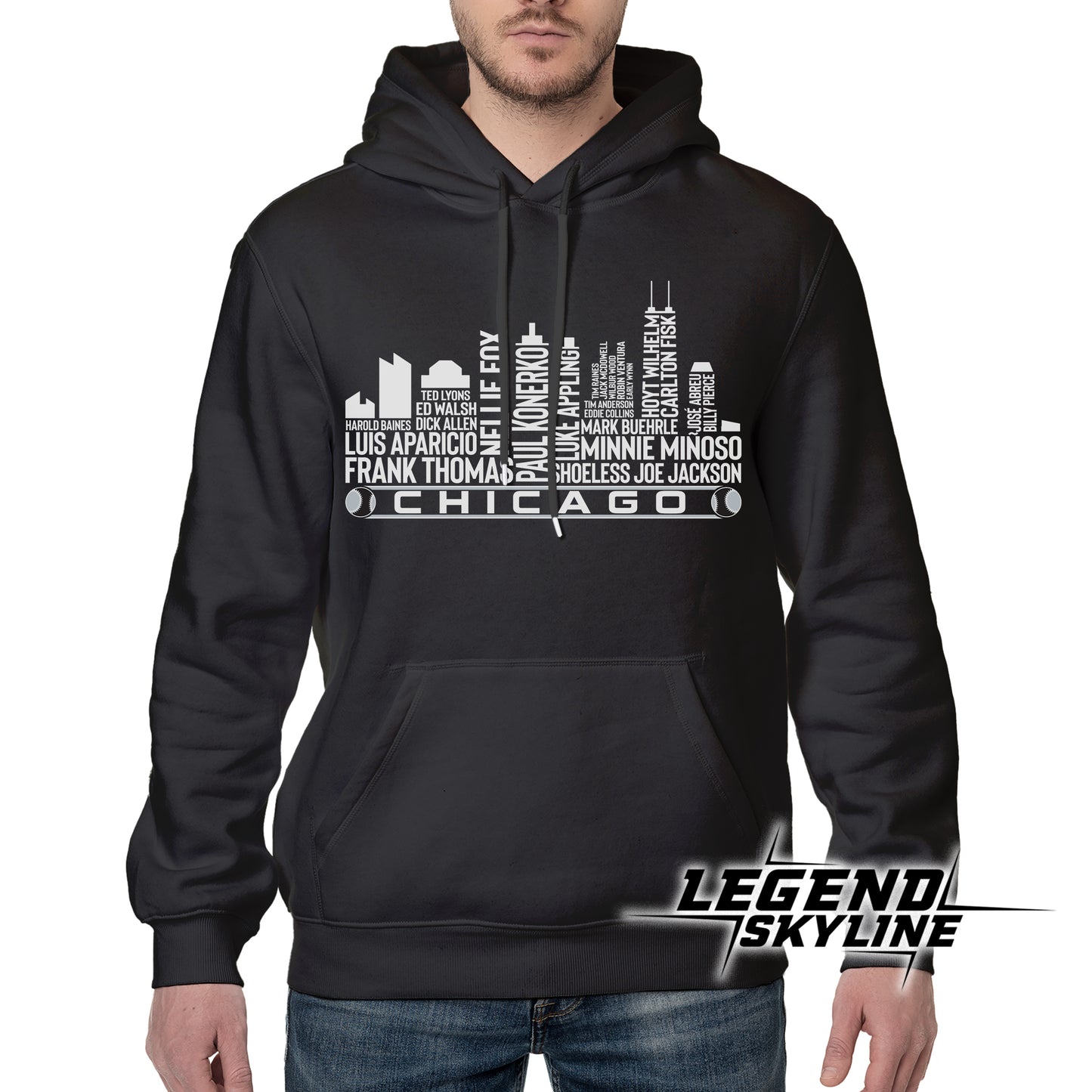 Chicago Baseball Greatest Of All Time Team Legend Chicago City Skyline Shirt
