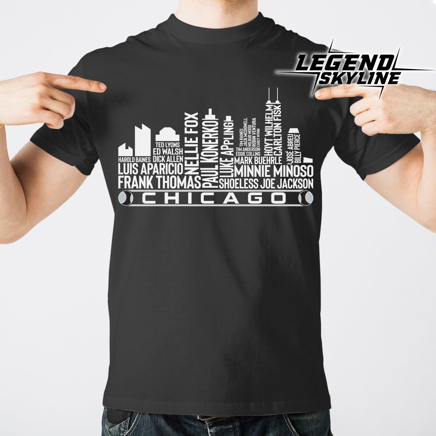 Chicago Baseball Greatest Of All Time Team Legend Chicago City Skyline Shirt