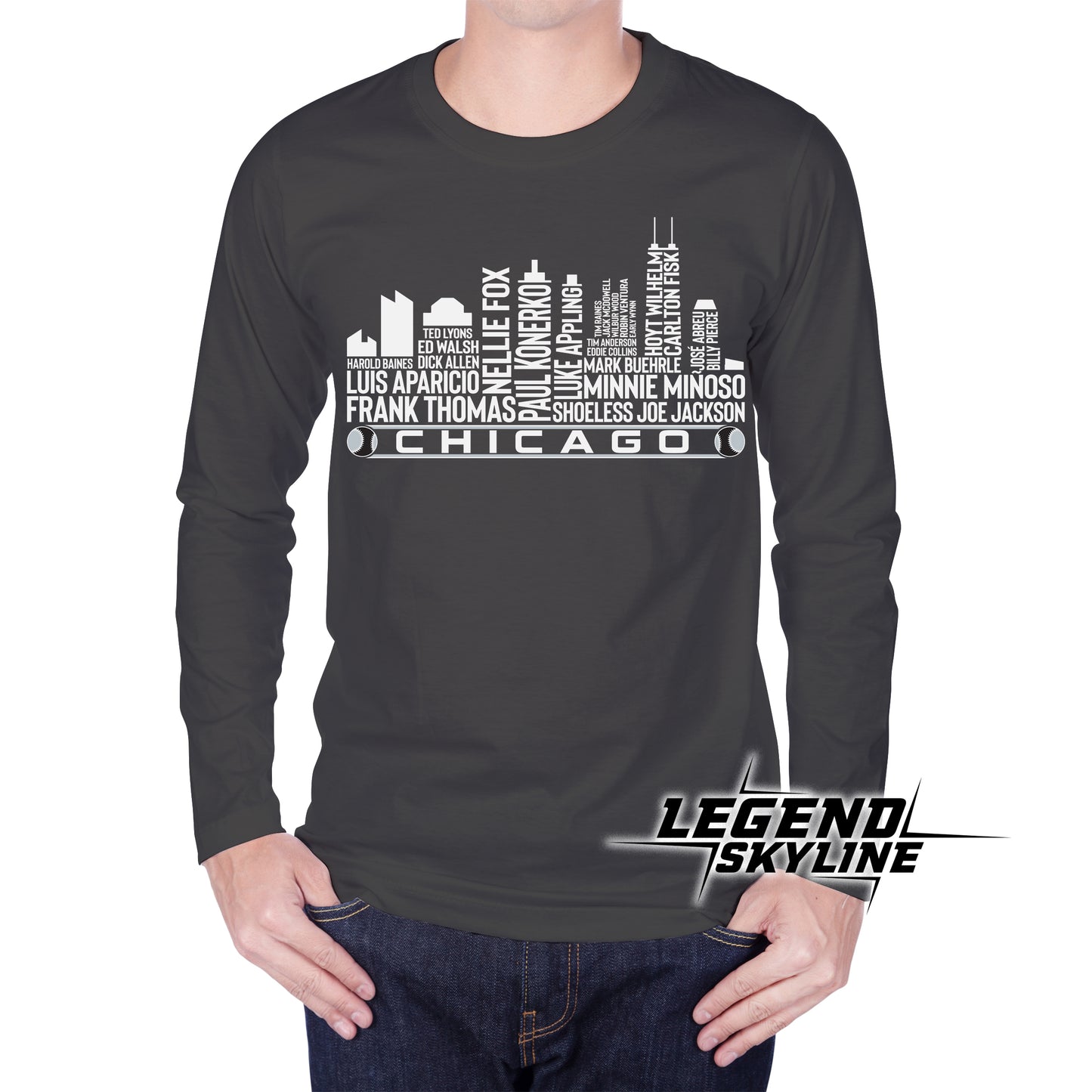 Chicago Baseball Greatest Of All Time Team Legend Chicago City Skyline Shirt