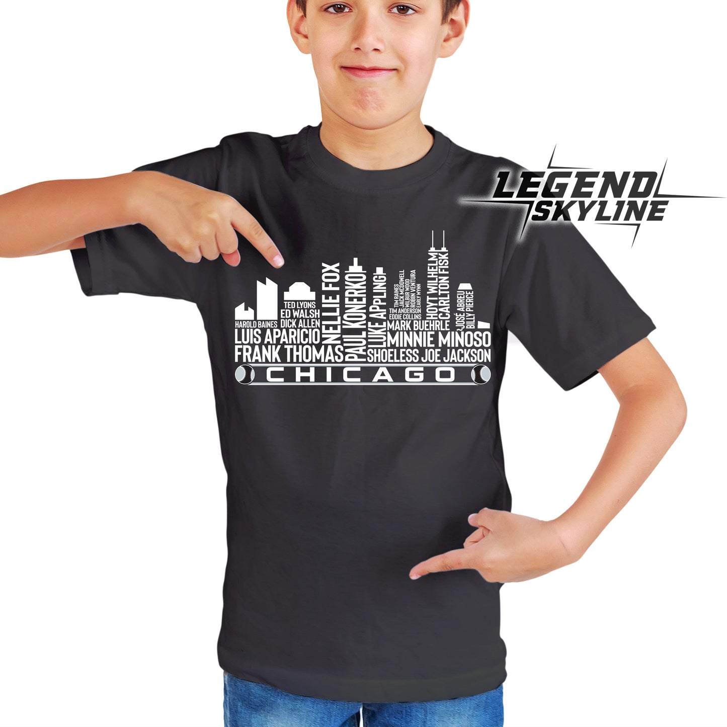 Chicago Baseball Greatest Of All Time Team Legend Chicago City Skyline Shirt