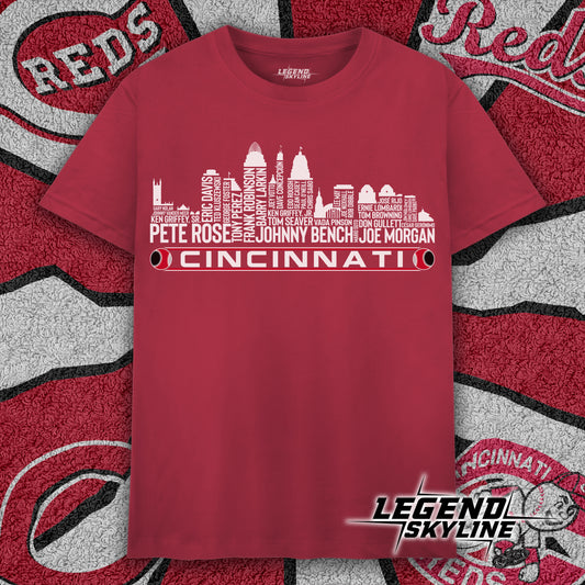 Cincinnati Baseball Greatest Of All Time Team Legend Cincinnati City Skyline Shirts