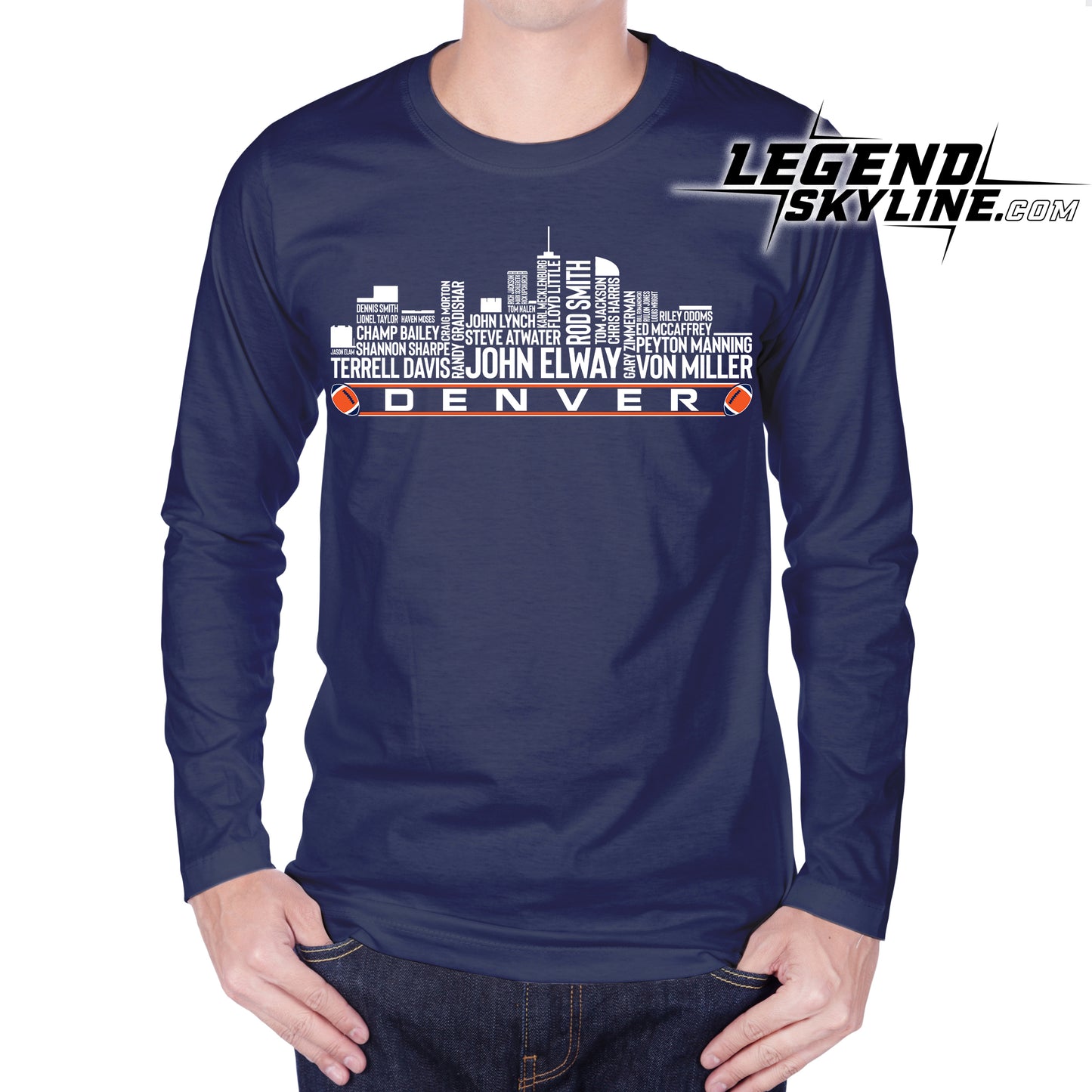 Denver Football Greatest Of All Time Team Legend Denver City Skyline Shirt