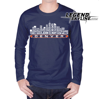 Denver Football Greatest Of All Time Team Legend Denver City Skyline Shirt