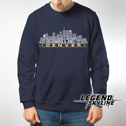 Denver Basketball Team All Time Legends Denver City Skyline Shirt