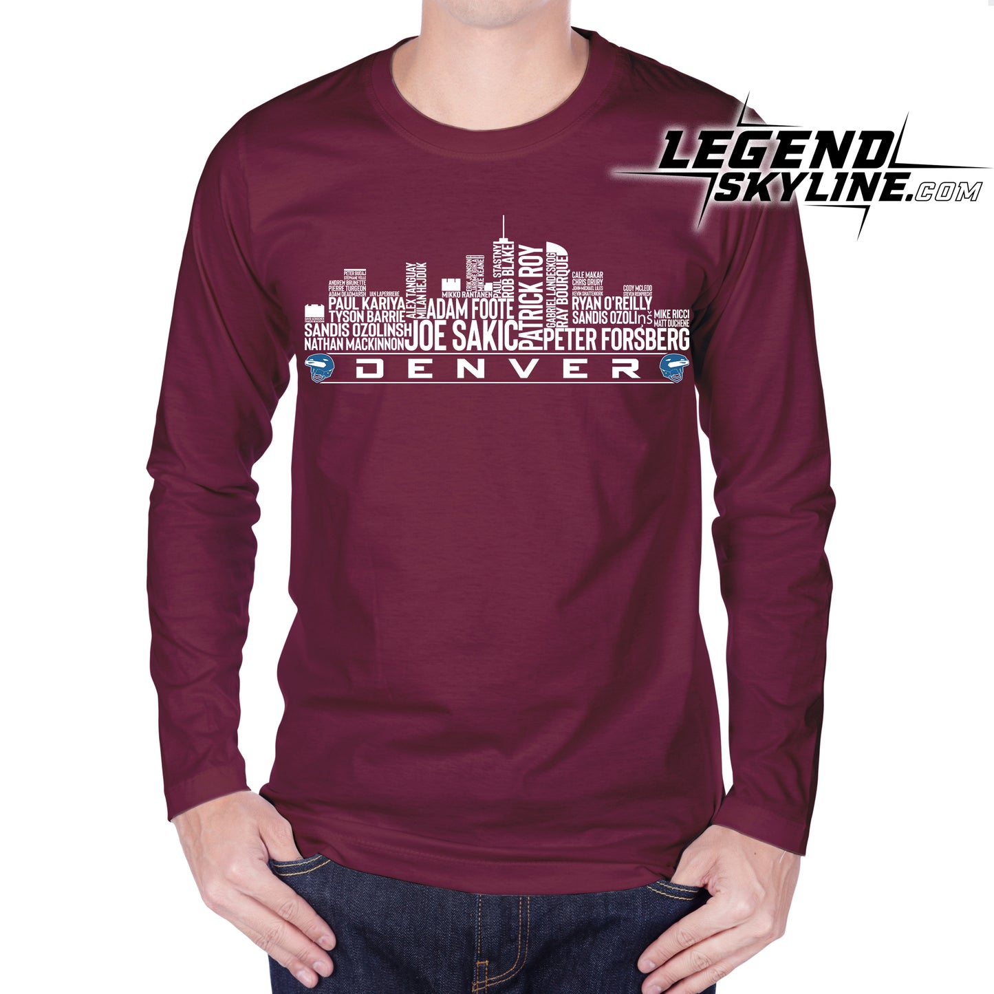 Colorado Hockey Team All Time Legends Denver City Skyline Shirt