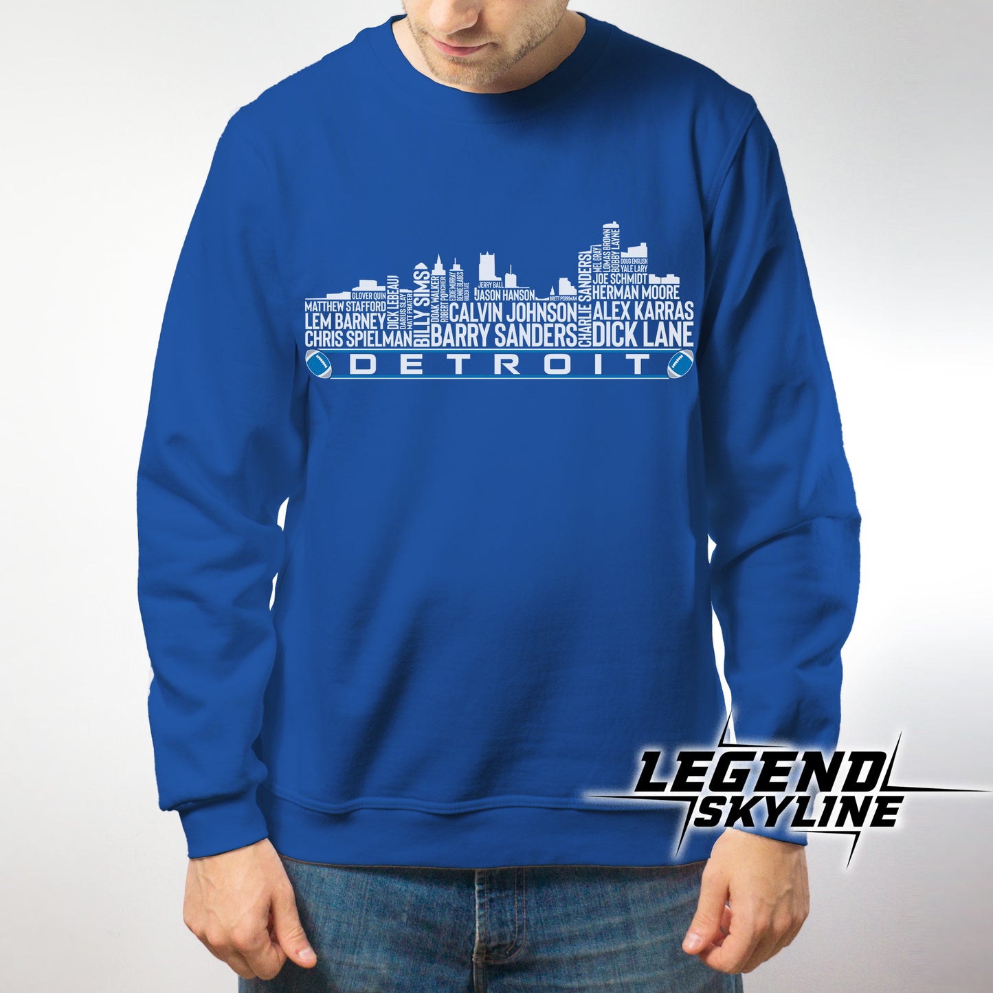 Detroit Football Greatest Of All Time Team Legend Detroit City Skyline Shirt