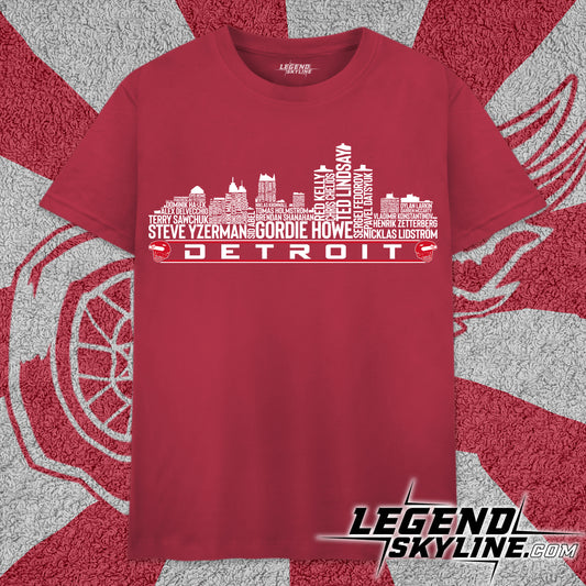 Detroit Hockey Team All Time Legends Detroit City Skyline Shirt