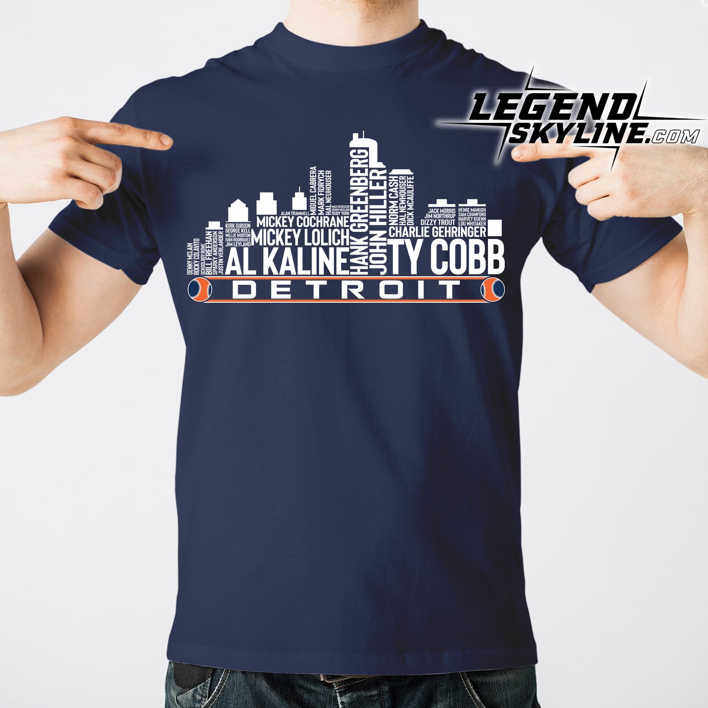 Detroit Baseball Greatest Of All Time Team Legend Detroit City Skyline Shirts