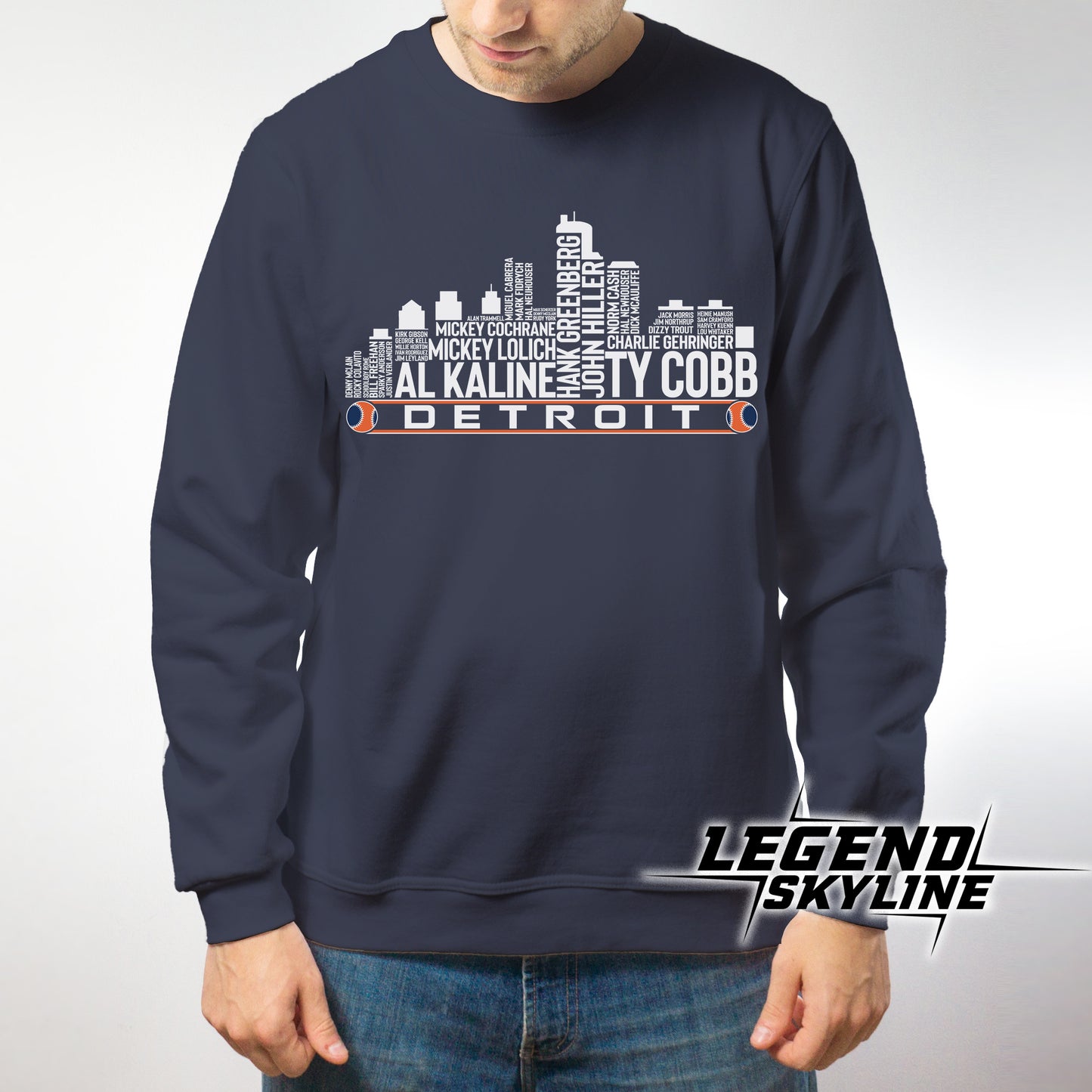 Detroit Baseball Greatest Of All Time Team Legend Detroit City Skyline Shirts