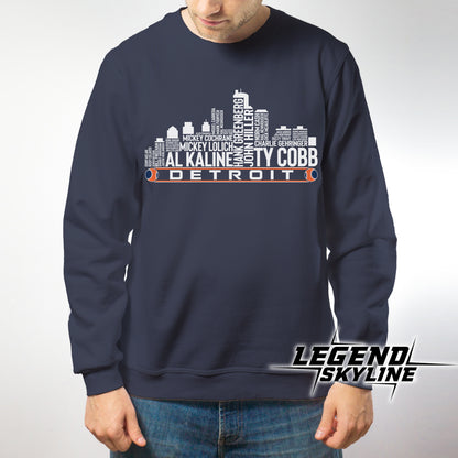 Detroit Baseball Greatest Of All Time Team Legend Detroit City Skyline Shirts