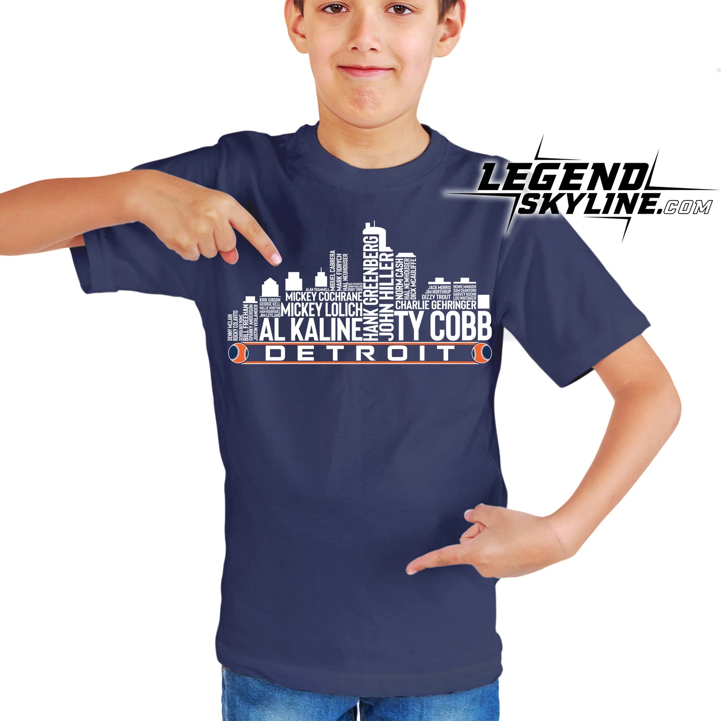 Detroit Baseball Greatest Of All Time Team Legend Detroit City Skyline Shirts