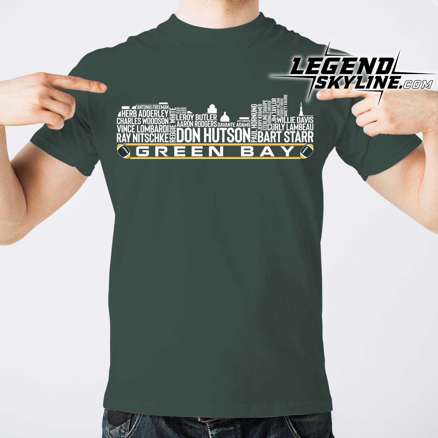 Green Bay Football Greatest Of All Time Team Legend Green Bay Skyline Shirt