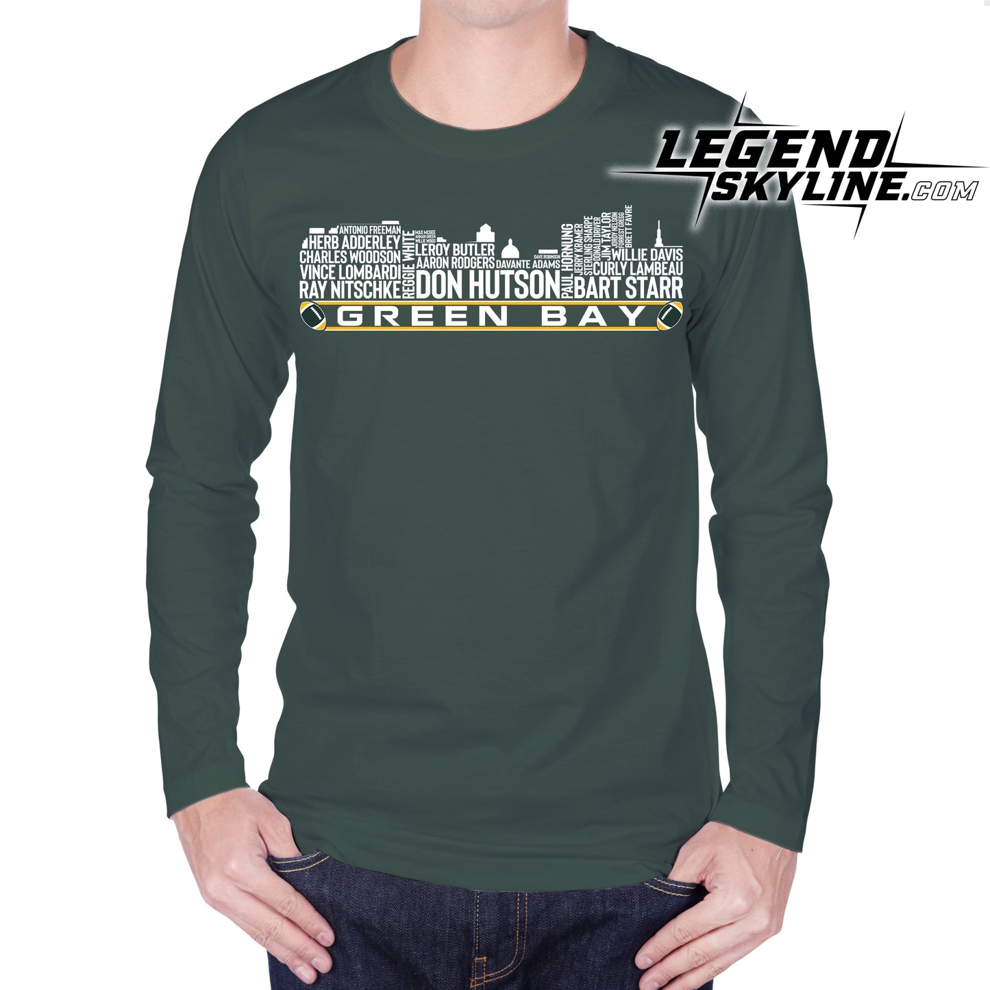 Green Bay Football Greatest Of All Time Team Legend Green Bay Skyline Shirt