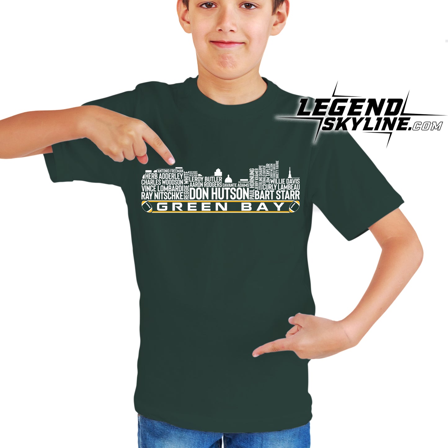 Green Bay Football Greatest Of All Time Team Legend Green Bay Skyline Shirt