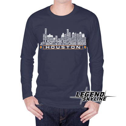Houston Baseball Greatest Of All Time Team Legend Houston City Skyline Shirts