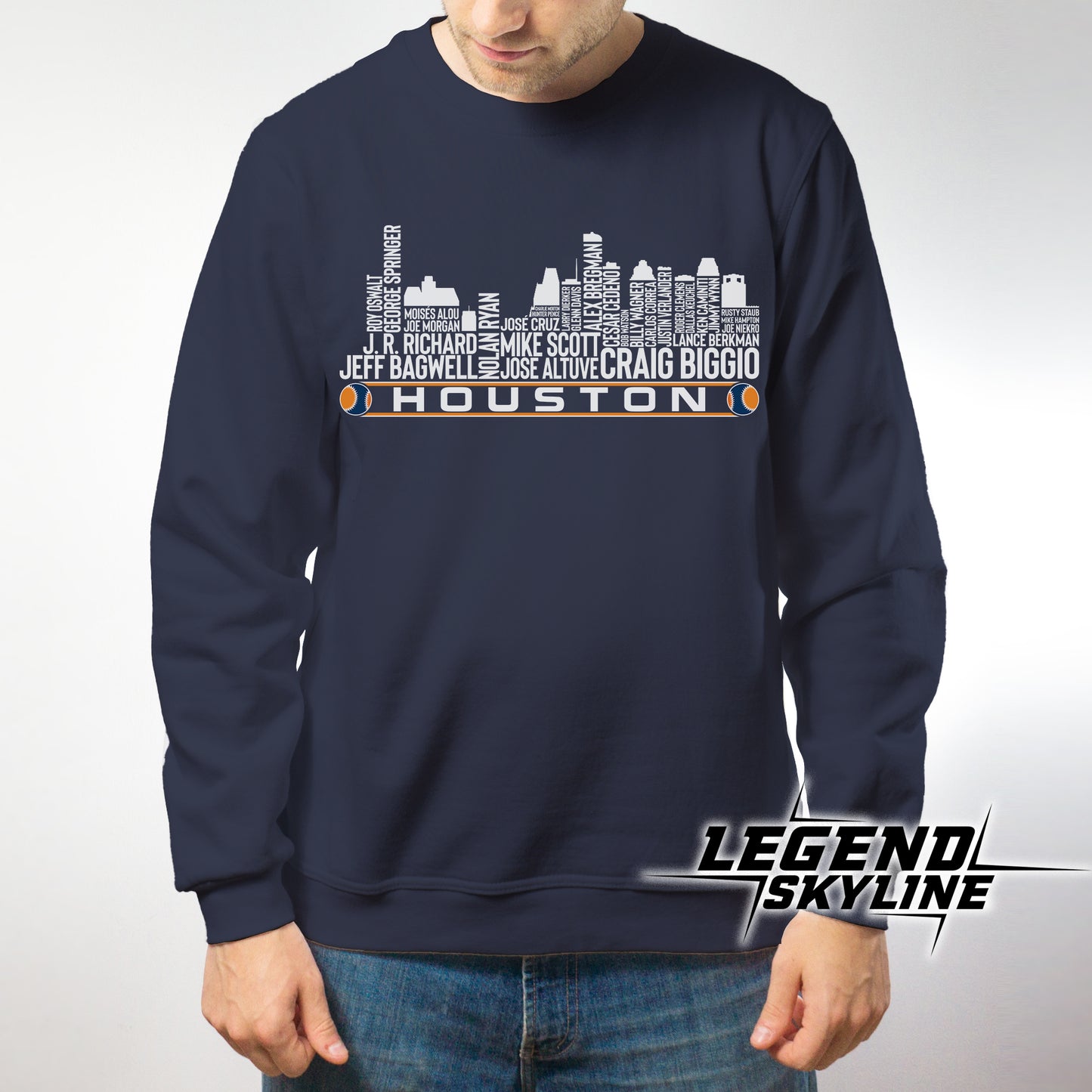 Houston Baseball Greatest Of All Time Team Legend Houston City Skyline Shirts