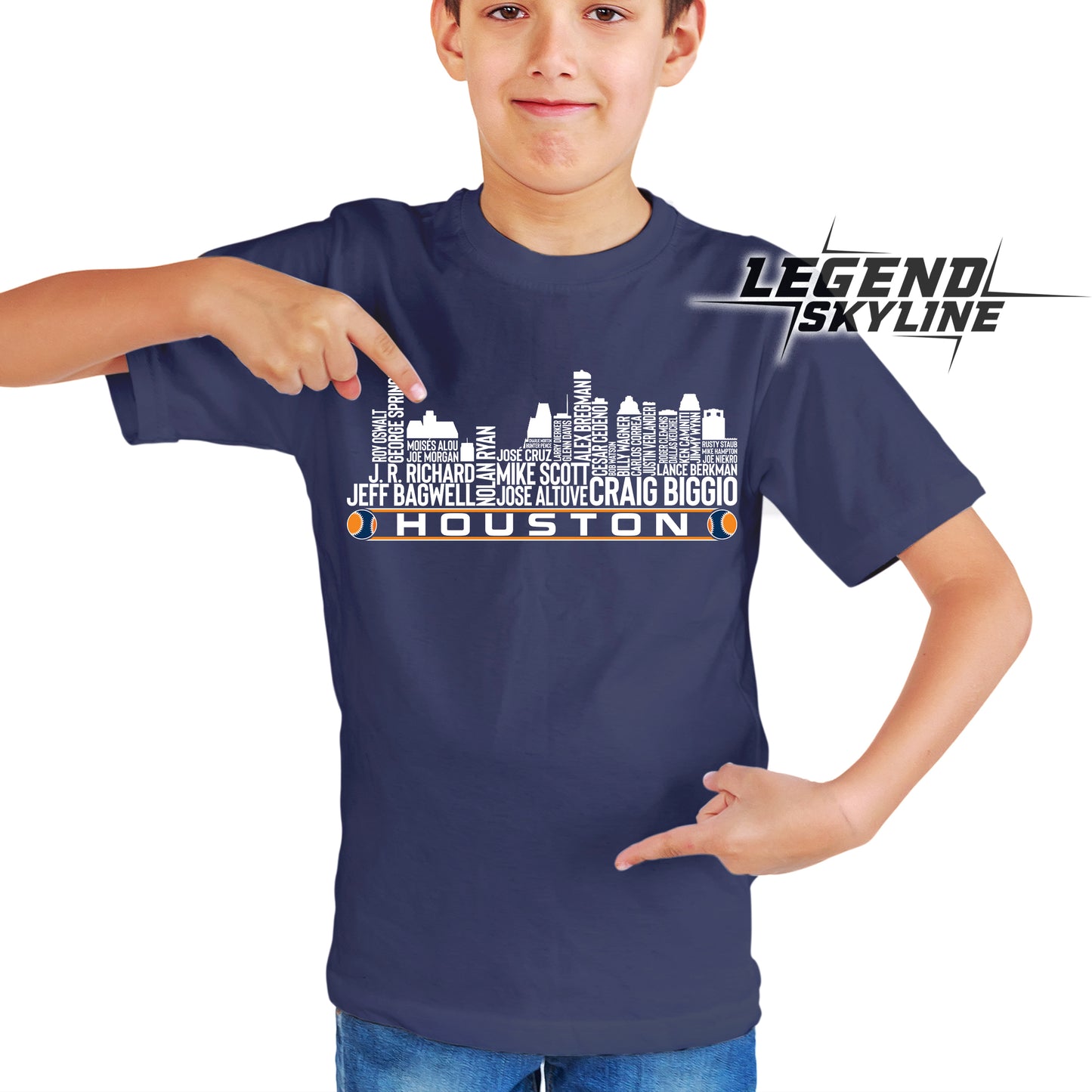 Houston Baseball Greatest Of All Time Team Legend Houston City Skyline Shirts