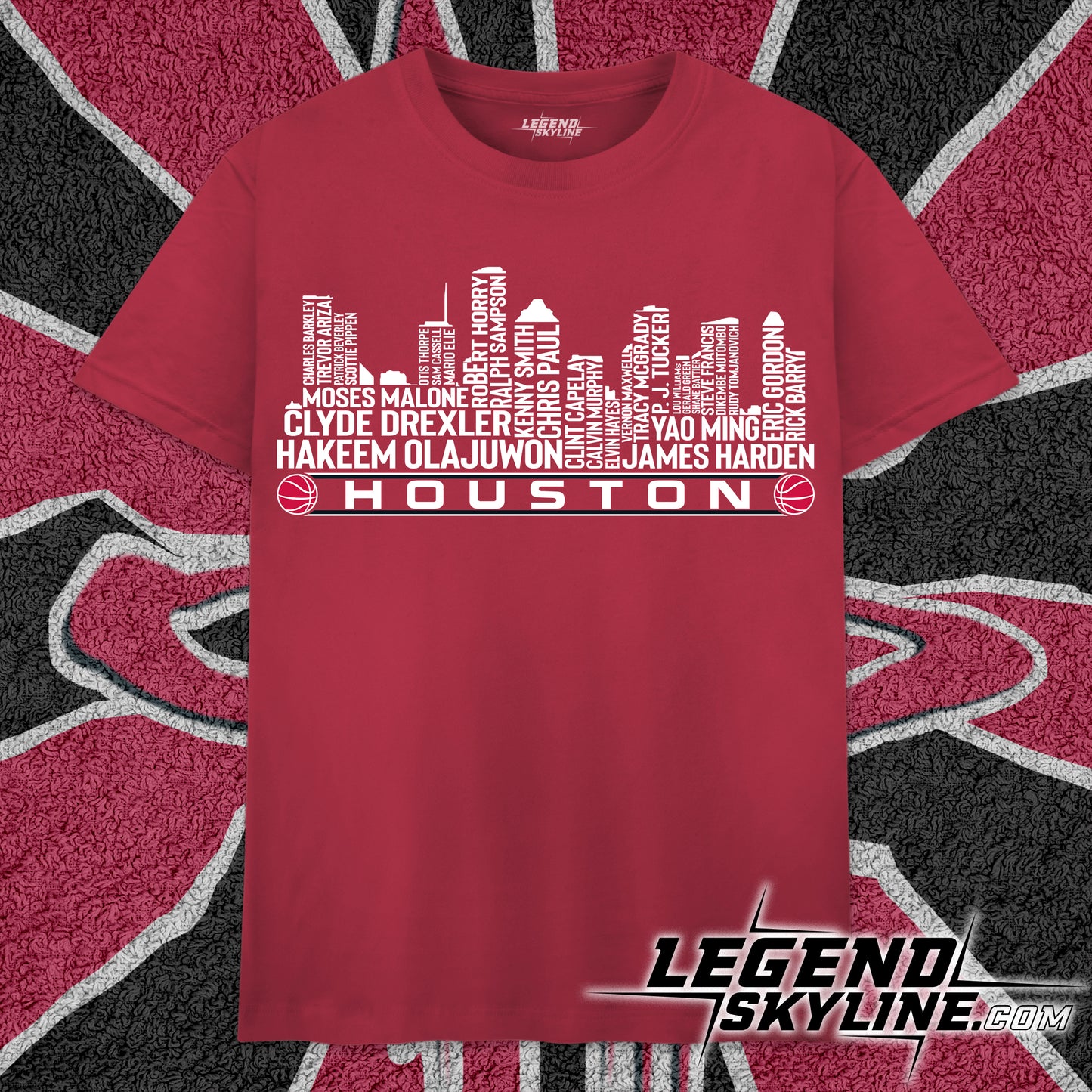 Houston Basketball Team All Time Legends Houston City Skyline Shirt