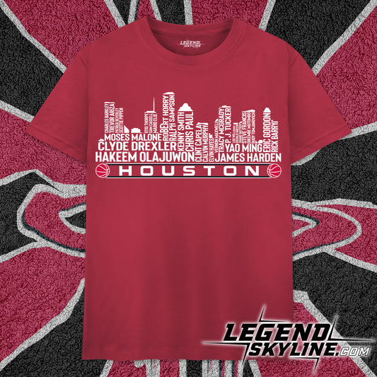 Houston Basketball Team All Time Legends Houston City Skyline Shirt